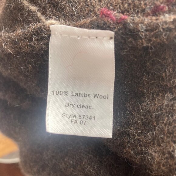 J Crew Argyle Full Zip Lambs Wool Sweater Mens Large Brown Preppy Grandpa - Picture 9 of 12